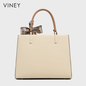 VINEY Modern Genuine Leather Convertible Top-Handle Bag