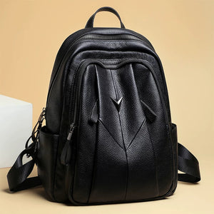 VINEY Genuine Leather Large Capacity Lightweight Laptop Backpack