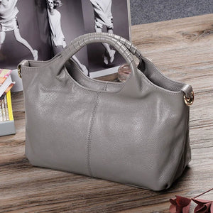 VINEY Classic Genuine Leather Large Capacity Convertible Top-Handle Bag