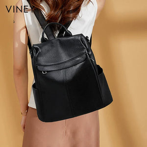 VINEY Urban Genuine Leather Large Capacity Backpack