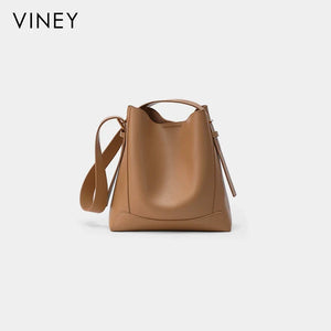 VINEY Urban Genuine Leather Large Capacity Lightweight Bucket Bag