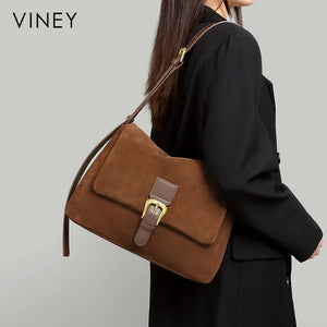 VINEY Urban Genuine Leather Convertible Hobo Bag
