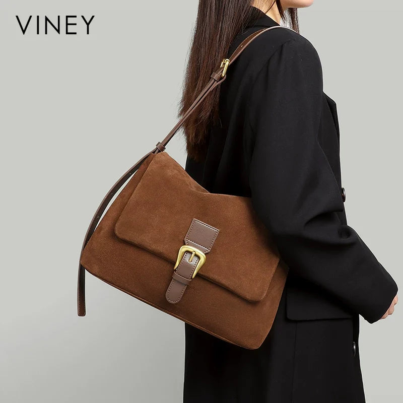 VINEY Urban Genuine Leather Convertible Hobo Bag