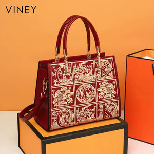 VINEY Urban Genuine Leather Lightweight Top-Handle Bag