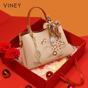VINEY Commuter Genuine Leather Large Capacity Convertible Top-Handle Bag