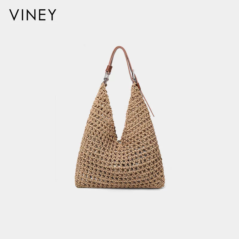 VINEY Woven Beach Large Capacity Hobo Bag