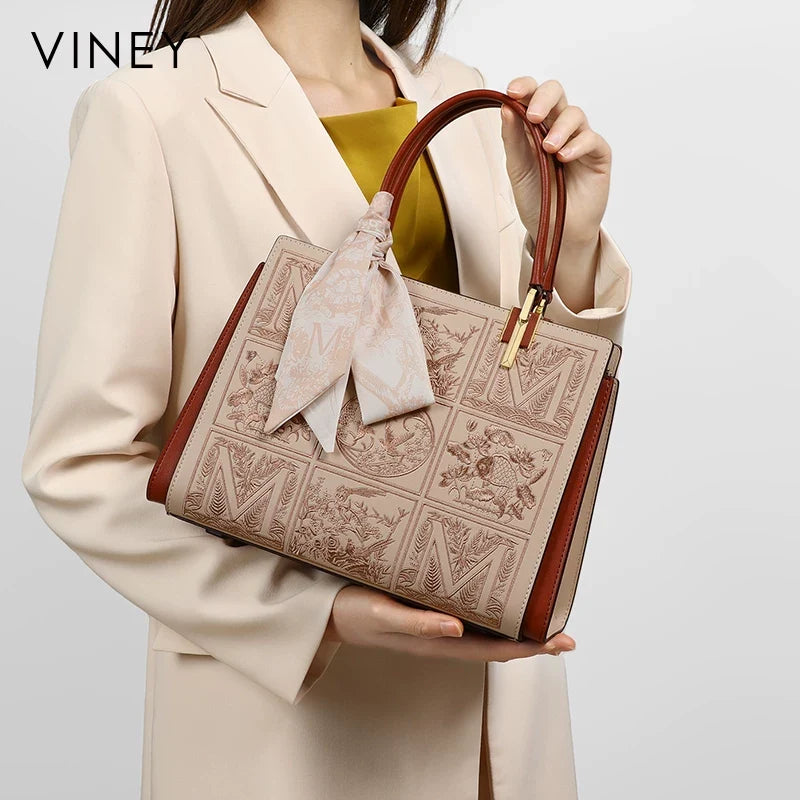 VINEY Weekend Genuine Leather Top-Handle Bag