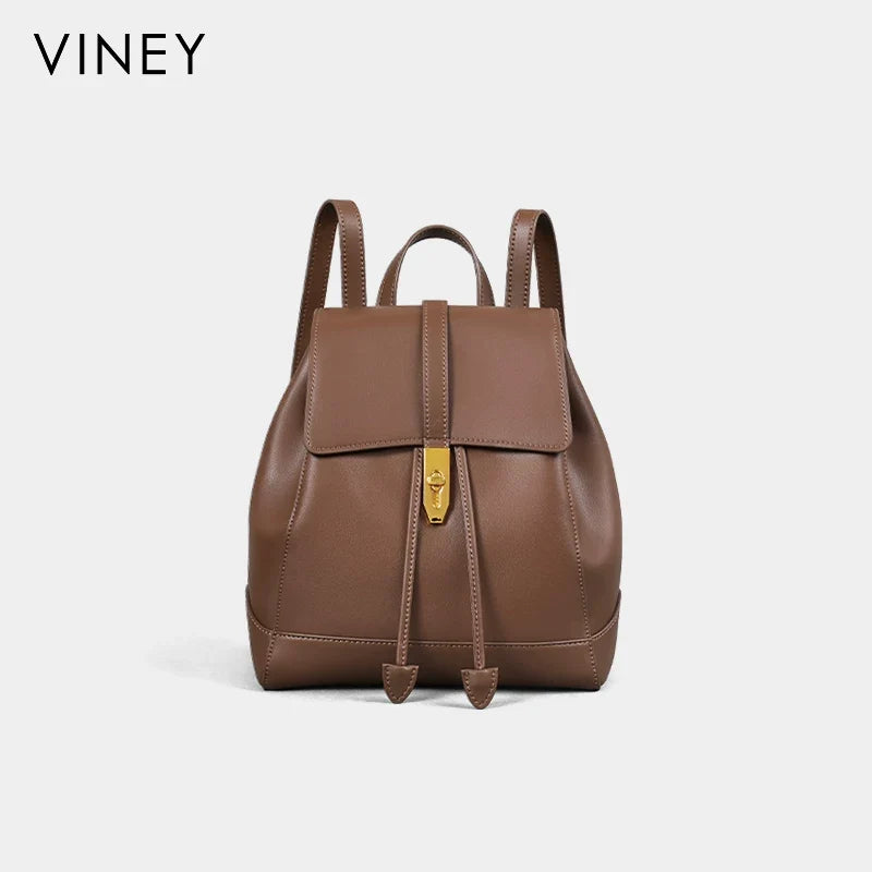 VINEY Weekend Genuine Leather Large Capacity Backpack