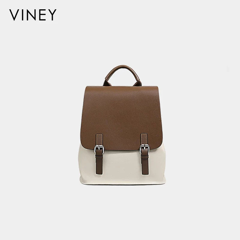 VINEY Genuine Leather Lightweight Laptop Backpack