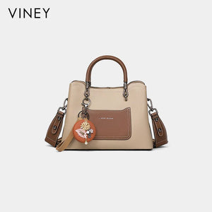VINEY Genuine Leather Convertible Bucket Bag