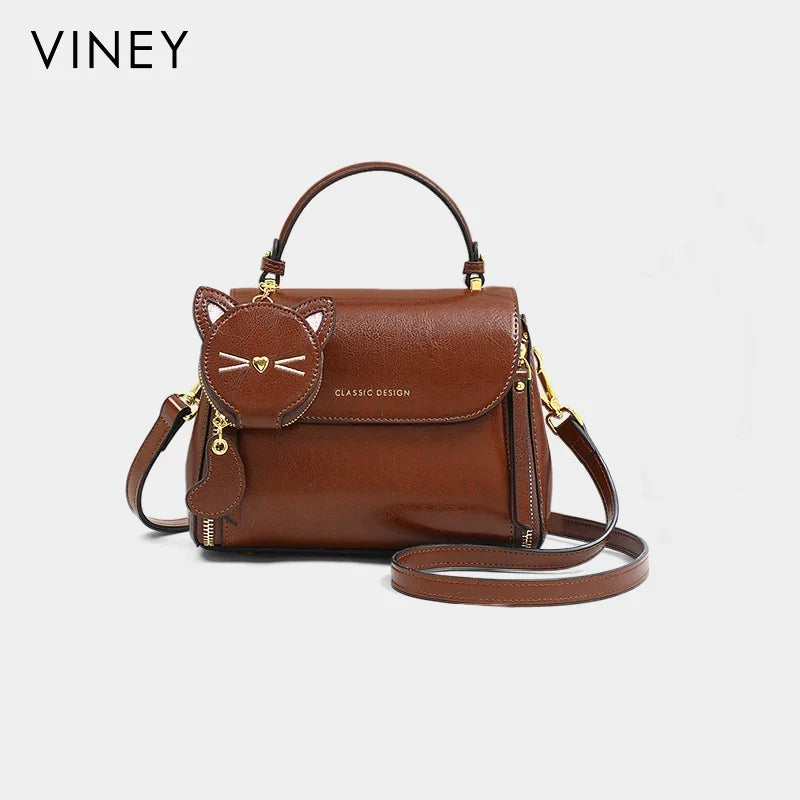 VINEY Essential Genuine Leather Convertible Top-Handle Bag
