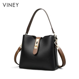 VINEY Genuine Leather Bucket Bag