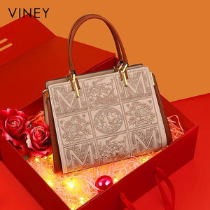 VINEY Weekend Genuine Leather Top-Handle Bag