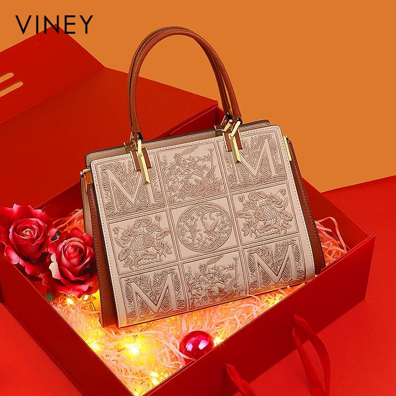 VINEY Weekend Genuine Leather Top-Handle Bag