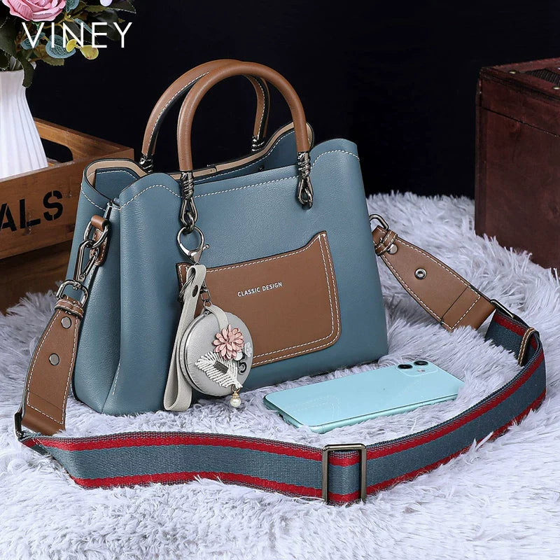 VINEY Genuine Leather Convertible Bucket Bag