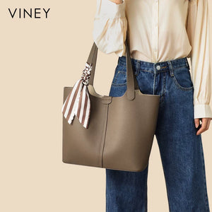 VINEY Everyday Genuine Leather Large Capacity Tote Bag