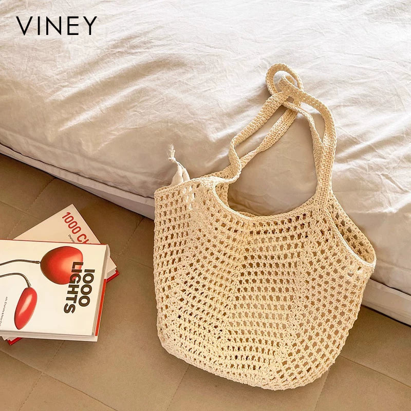 VINEY Woven Straw Beach Large Capacity Shoulder Bag