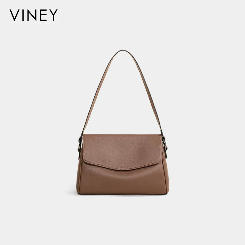 VINEY Genuine Leather Large Capacity Pillow Crossbody Bag