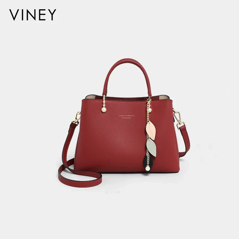 VINEY Everyday Genuine Leather Large Capacity Lightweight Top-Handle Bag in Ivory