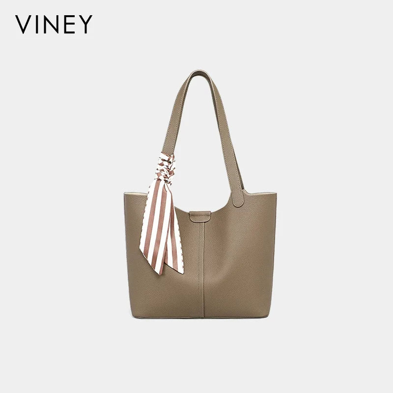 VINEY Everyday Genuine Leather Large Capacity Tote Bag