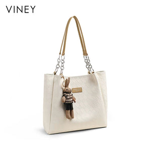 VINEY Genuine Leather Large Capacity Quilted Tote Bag