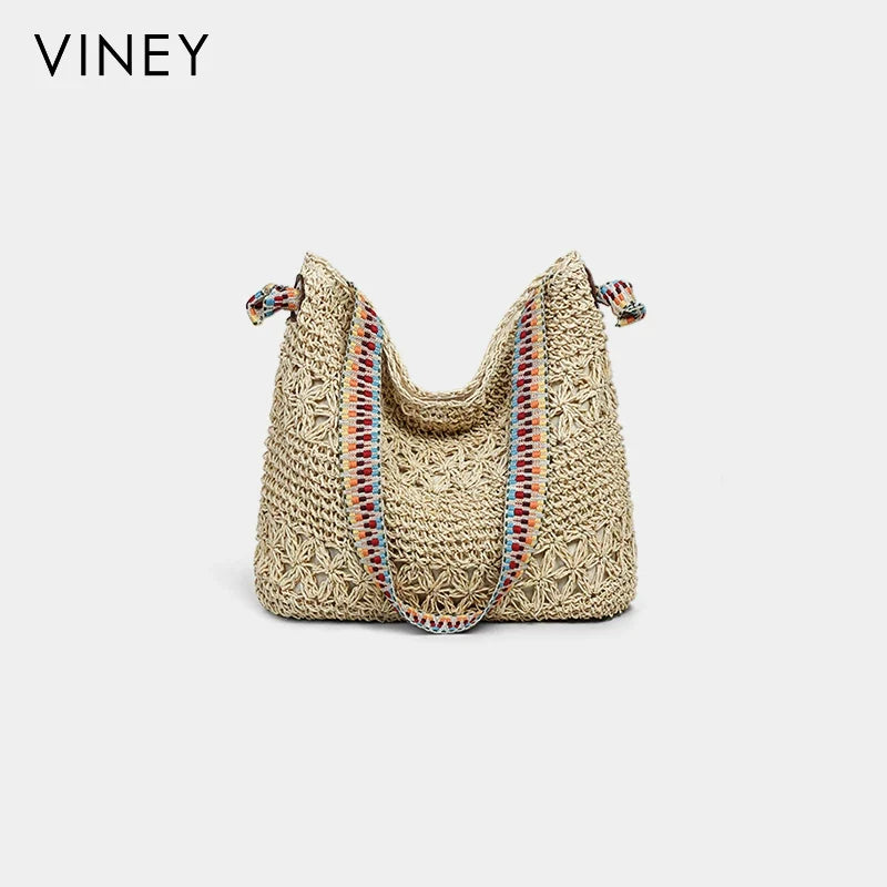 VINEY Weekend Woven Straw Beach Large Capacity Tote Bag