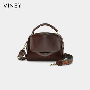 VINEY Genuine Leather Large Capacity Lightweight Boston Bag