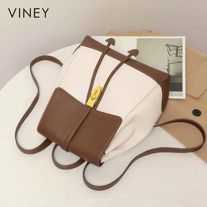 VINEY Weekend Genuine Leather Large Capacity Backpack