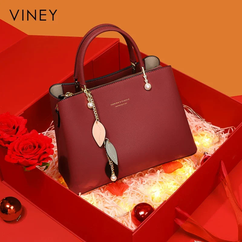 VINEY Weekend Genuine Leather Convertible Top-Handle Bag