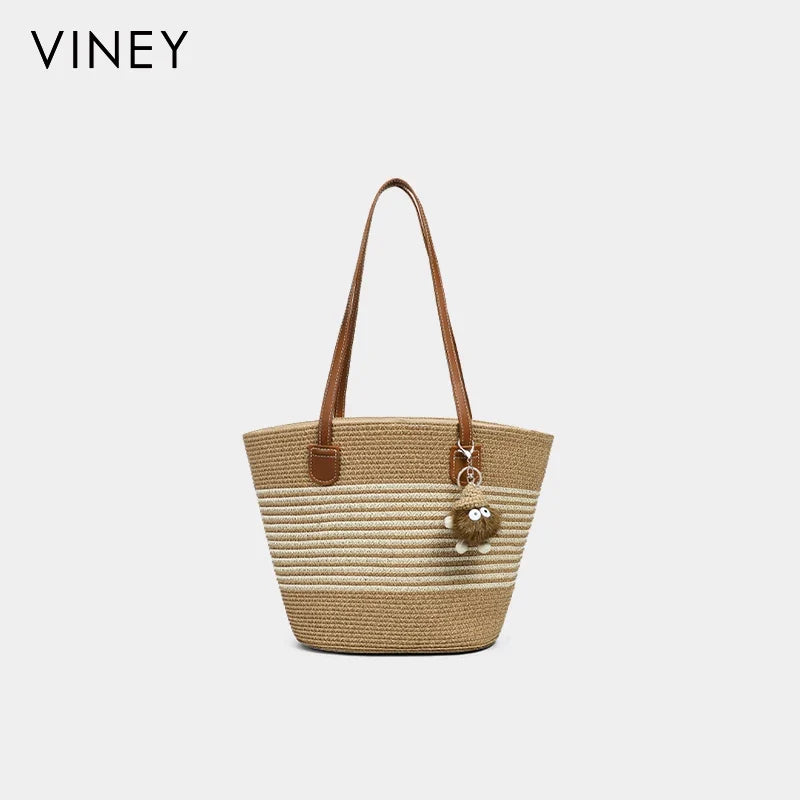 VINEY Everyday Woven Straw Beach Large Capacity Convertible Tote Bag