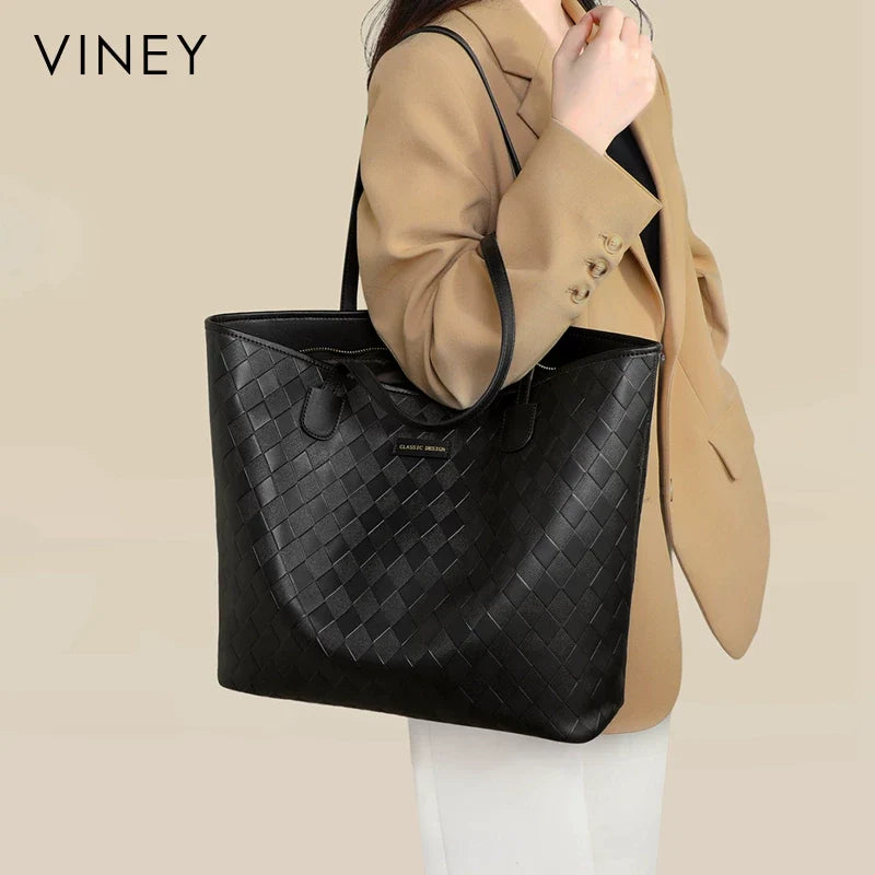 VINEY Everyday Genuine Leather Large Capacity Convertible Tote Bag