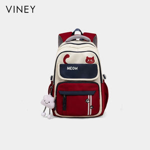 VINEY Canvas Large Capacity Lightweight Colorblock Backpack