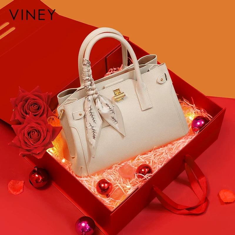 VINEY Urban Genuine Leather Large Capacity Lightweight Top-Handle Bag