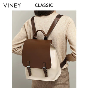 VINEY Genuine Leather Lightweight Laptop Backpack