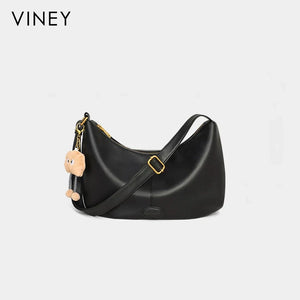 VINEY Genuine Leather Large Capacity Crescent Cloud Tote Bag