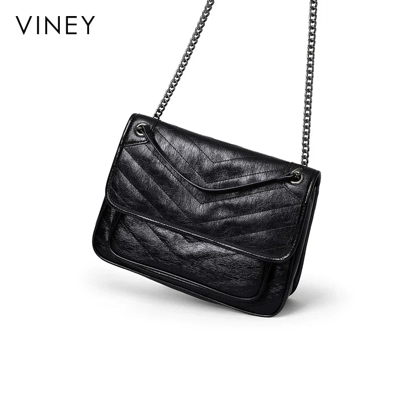 VINEY Genuine Leather Large Capacity Hobo Bag
