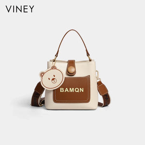 VINEY Weekend Genuine Leather Large Capacity Convertible Bucket Bag