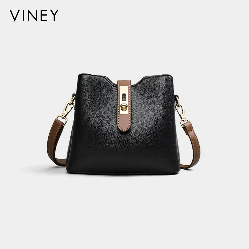 VINEY Genuine Leather Bucket Bag