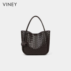 VINEY Urban Genuine Leather Large Capacity Basket Convertible Bucket Bag