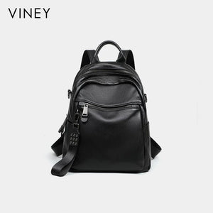 VINEY Everyday Genuine Leather Large Capacity Backpack