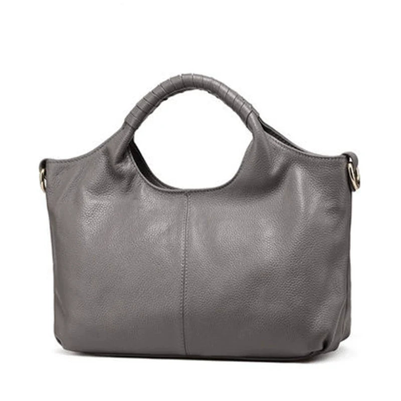 VINEY Classic Genuine Leather Large Capacity Convertible Top-Handle Bag