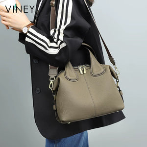 VINEY Urban Genuine Leather Large Capacity Convertible Top-Handle Bag