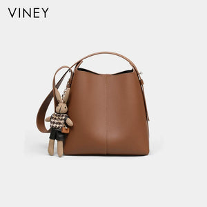 VINEY Everyday Genuine Leather Large Capacity Lightweight Bucket Bag