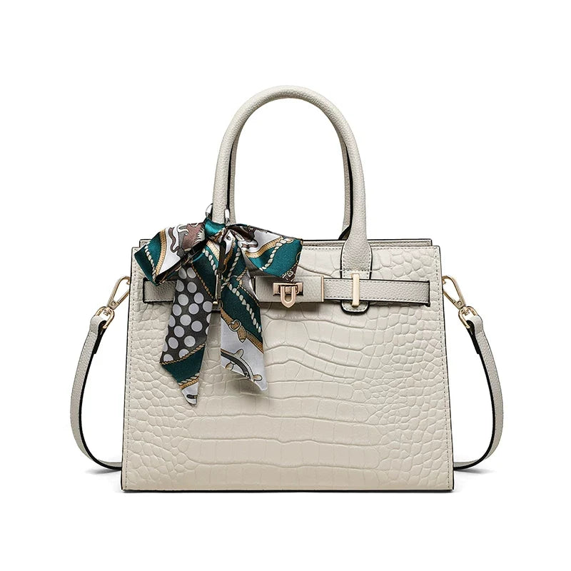 VINEY Classic Genuine Leather Convertible Top-Handle Bag