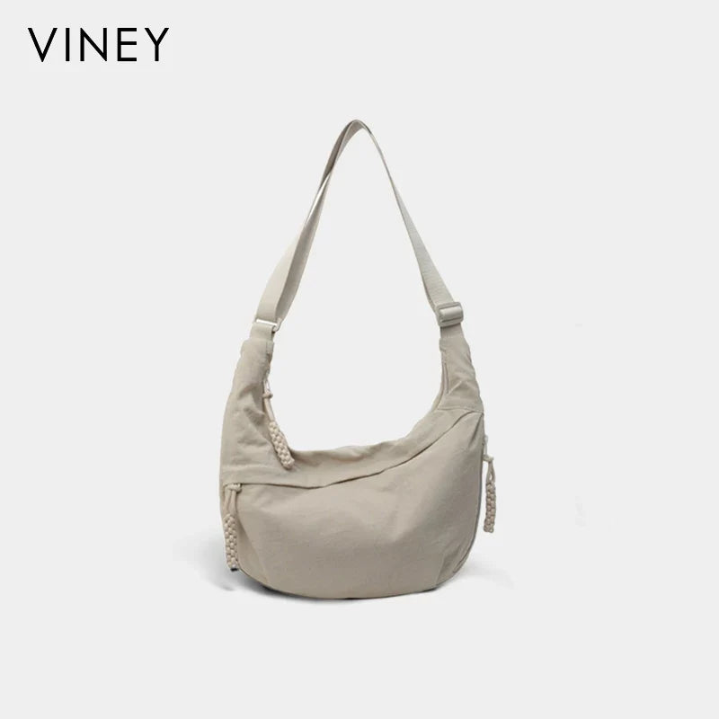 VINEY Canvas Large Capacity Lightweight Crescent Tote Bag