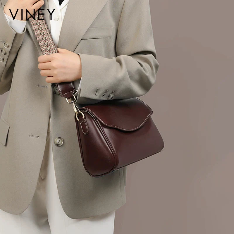 VINEY Genuine Leather Lightweight Vintage Pillow Hobo Bag in Black