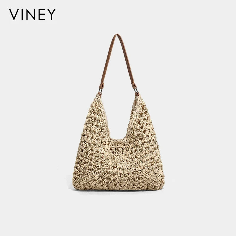 VINEY Woven Beach Large Capacity Basket Bucket Bag