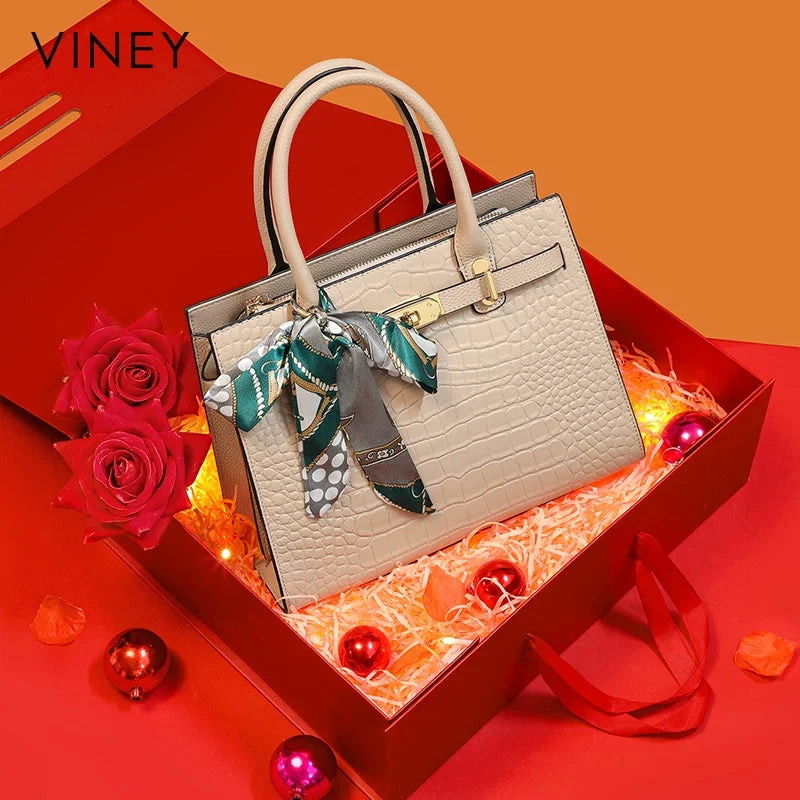 VINEY Commuter Genuine Leather Top-Handle Bag