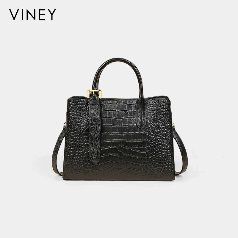 VINEY Weekend Genuine Leather Large Capacity Convertible Top-Handle Bag