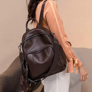 VINEY Everyday Genuine Leather Large Capacity Lightweight Backpack